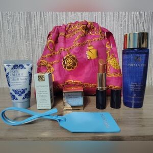 Estée Lauder Skincare & Makeup Set with Pink Cosmetic Bag